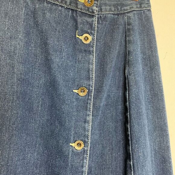 Wrangler Juniors Size 11 Button Front Denim Jean Midi Skirt Blue Dark Wash - Picture 2 of 11